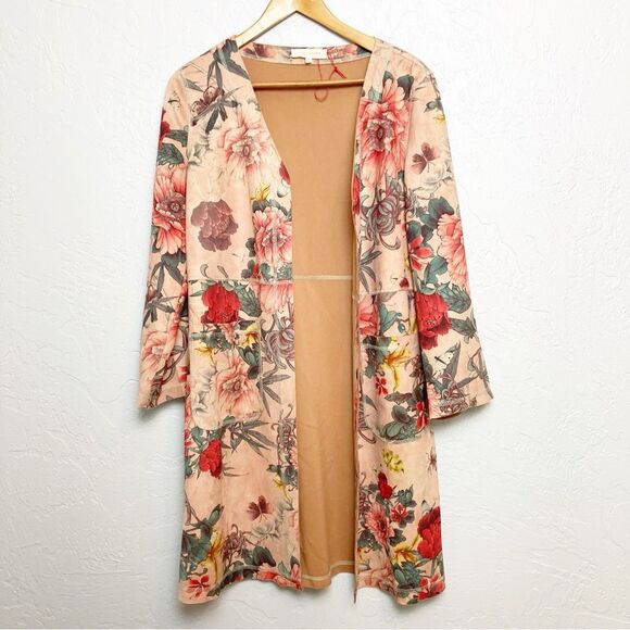 SolitaireMauve Floral Large Print Open Front Jacket Small